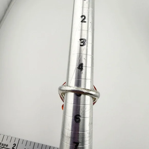 Red Vampire Mouth Lip Fangs Ring with Crystal Dripping Blood Silver Toned Ring - Picture 7 of 8